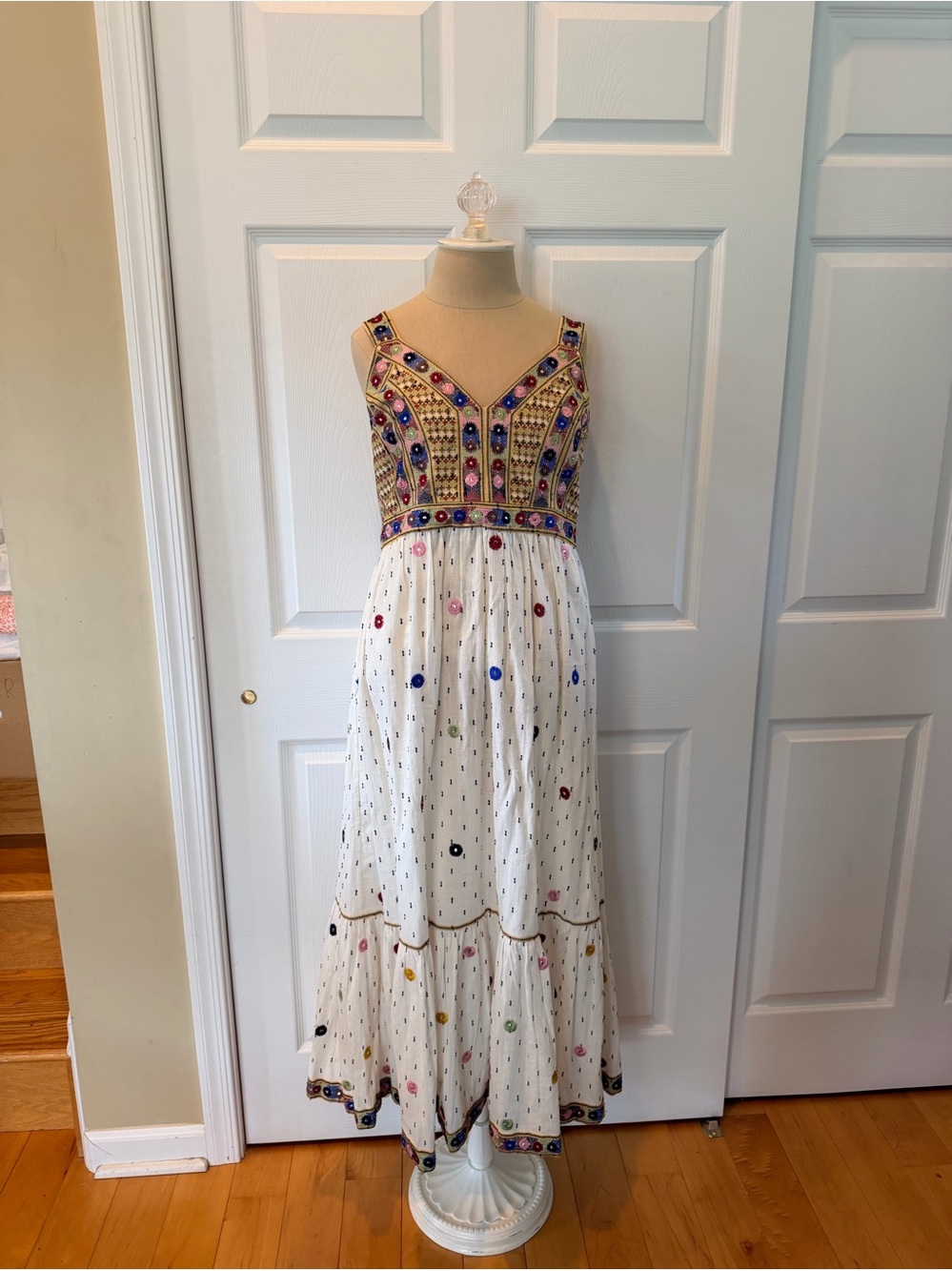 Ladies sz 10 Anthropologie Payal Pratap Cotton Embroided and Embellished Dress